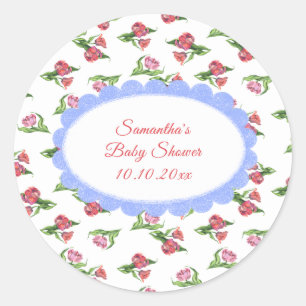 Aquarell Vintage Blumen Baby Shower Runder Aufkleber
