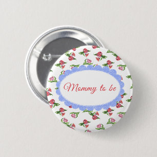 Aquarell Vintage Blumen Schwanger Mama Button