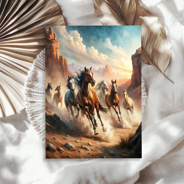 Aquarell Vintage Galopp-Wildpferde Prärie Seidenpapier (Watercolor vintage galloping wild horses prairie tissue paper)