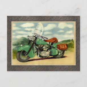 Aquarell-Vintage-Motorrad Postkarte
