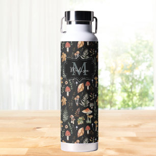 Aquarell-Vintage-Pilz-Farn-Botanisches Muster Trinkflasche