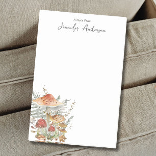 Aquarell-Vintage-Pilz-Farn-personalisierter Name Post-it Klebezettel