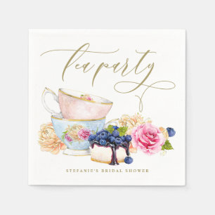Aquarell-Vintage-Teetassen-Teeparty-Brautabschied Serviette