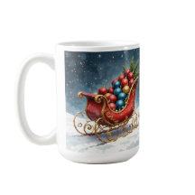 Aquarell Vintage Weihnachtsschlitten