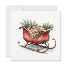Aquarell Vintage Weihnachtsschlitten