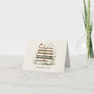 Aquarell Vintage Wildblumen Bücher Danksagungskart Dankeskarte