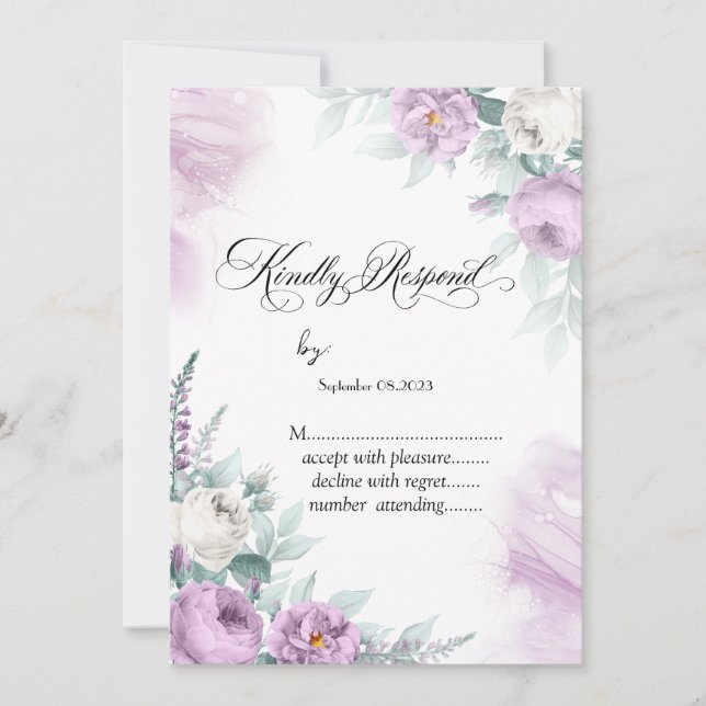 Aquarell Violet Rose Polka Dots UAWG Einladung (Vorderseite)