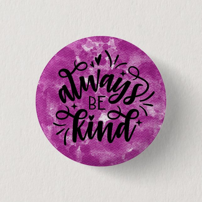 Aquarell Violett/Immer Freundlich Button (Vorderseite)