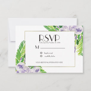 Aquarell Violett Lila Hochzeitsfloristik Einladung