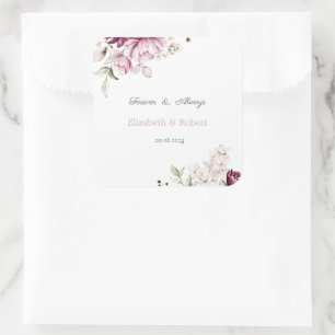 Aquarell Violette Blumen Quadratischer Aufkleber