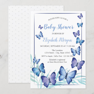 Aquarell Violette Schmetterlinge Punkte Babyparty Einladung