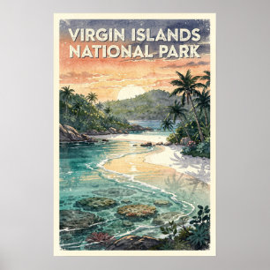Aquarell Virgin Islands National Park Retro Poster