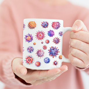 Aquarell-Virus-Bakterien-Muster Kaffeetasse