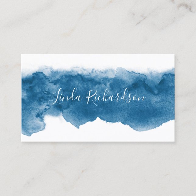 Aquarell-Visitenkarten - schickes Blau Visitenkarte (Vorderseite)