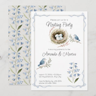 Aquarell-Vogelnest-Nist-Party-Baby-Dusche Einladung