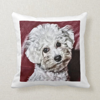 Aquarell von Bichon Frisé Kissen