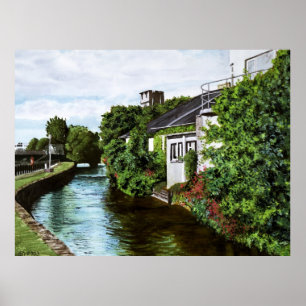 Aquarell von Galway City, Irland, Kanal Poster