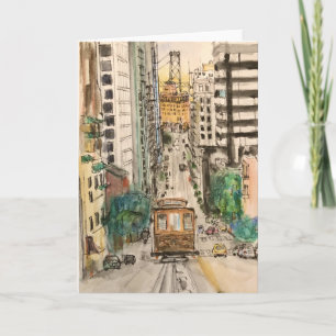 Aquarell von San Francisco auf Grußkarte Karte