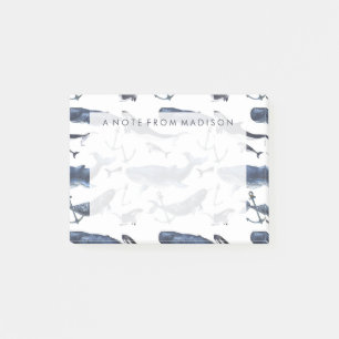 Aquarell-Wal-u. Anker-Muster Post-it Klebezettel