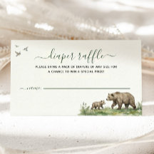 Aquarell-Wald-Bär-Baby-Party-Windel-Raffle