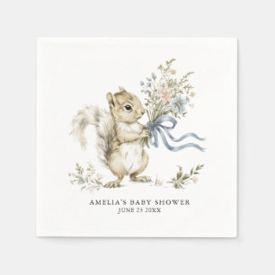 Aquarell-Wald-Eichhörnchen-Baby-Party Serviette