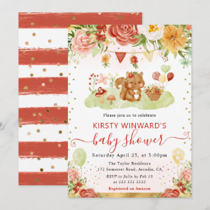 Aquarell Wald Eichhörnchen Babyparty Einladung