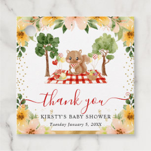 Aquarell-Wald-Eichhörnchen-Picknick-Baby-Party Geschenkanhänger