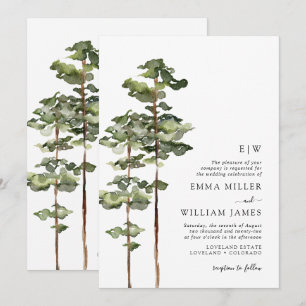 Aquarell-Wald-Hochzeitseinladung Einladung