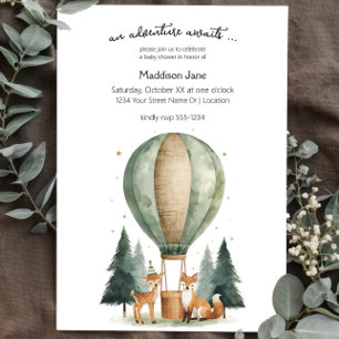 Aquarell-Wald-Reh- und Fuchs-Boho-Baby-Party Einladung