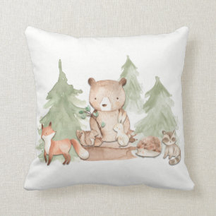 Aquarell-Wald-Waldtiere-Nursery-Schlafzimmer Kissen