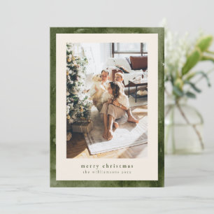 Aquarell-Waldgrün-Weihnachtsfamilienfoto Feiertagskarte