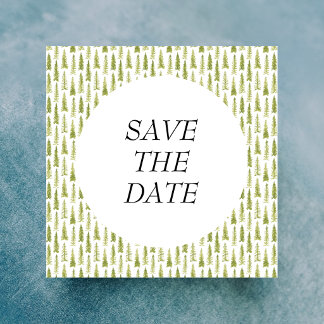 Aquarell-Waldhochzeit Save The Date
