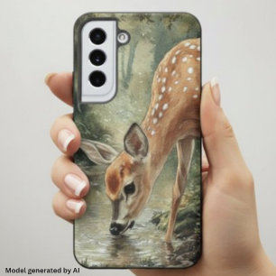 Aquarell-Waldlandschaft-Hirsch-Natur Samsung Galaxy Hülle