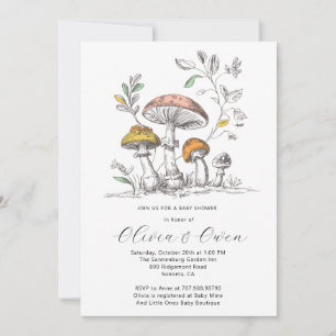 Aquarell-Waldpilze-Baby-Party Einladung
