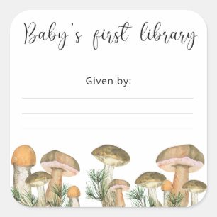 Aquarell-Waldpilze - Baby's erste Bibliothek Quadratischer Aufkleber