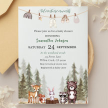 Aquarell-Waldtiere neutrale Babyparty