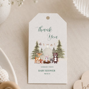 Aquarell-Waldtiere neutrale Babyparty Geschenkanhänger