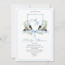 Aquarell Wappen Blue Duck Mallard Baby Dusche