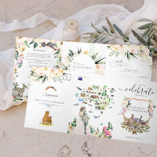 Aquarell-Wappen zur Hochzeit Australische Hochze Dreifach Gefaltete Einladung