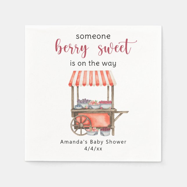 Aquarell-Warenwagen-Beeren-Baby-Party Serviette (Vorderseite)