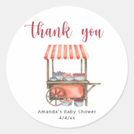 Aquarell-Warenwagen-Beeren-Baby Shower Danke Runder Aufkleber
