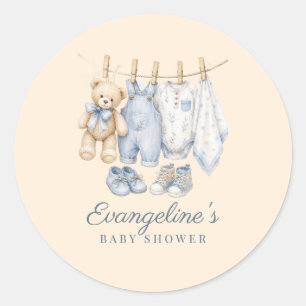 Aquarell-Warte kaum noch auf - Blaue Babyparty Runder Aufkleber