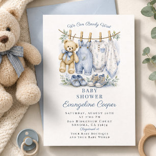Aquarell-Wartezeit-Blaue Babyparty Einladung