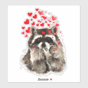 Aquarell-Waschbär-durchbrennenkuss-Spaß-Tier-Kun Aufkleber