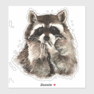 Aquarell-Waschbär-durchbrennenkuss-Spaß-Tier-Kun Aufkleber
