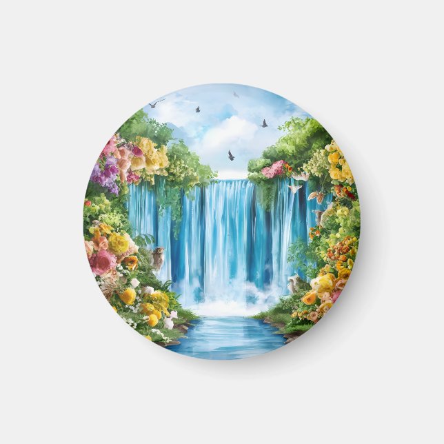 Aquarell-Wasserfall Magnet (Vorne)