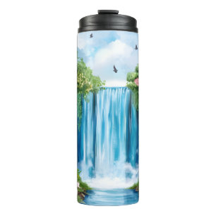 Aquarell-Wasserfall Thermosbecher