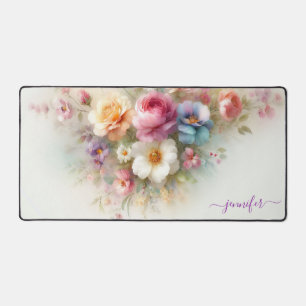 Aquarell-Wasserfarbe-Blumen-Name-modern Schreibtischunterlage