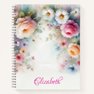 Aquarell-Wasserfarben-Blumenmalerei Süße Vorlage Notizbuch