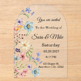 Aquarell-Wasserfarben-Hochzeitseinladung mit Wildb Acryleinladungen
